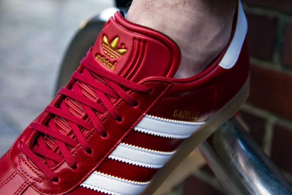 red leather gazelles